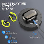 Wireless Earbud, Bluetooth 5.4 Headphones IP7 Waterproof for Sport, 48H Running Wireless Earphones with ENC Noise Cancelling Mic, Deep Bass Over Ear bud with Earhooks for Android, iOS, Workout, Green