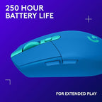 Logitech G305 LIGHTSPEED Wireless Gaming Mouse, Hero 12K Sensor, 12,000 DPI, Lightweight, 6 Programmable Buttons, 250h Battery Life, On-Board Memory, PC/Mac - Blue