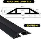 Pangda 30 FT Floor Cable Cover Heavy Duty Cord Cover Protector Power Cable Protector Soft Extension, Organize and Protect Wire on Floor for Home Office or Outdoor Settings (Black)