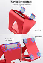 Desk Cell Phone Stand, Phone Holder, Aluminum Mobile Phone Cradle Dock for iPhone 14 13 12 pro 11 X Xs max 8 7 6 6s Plus SE 5 5s SE Samsung, All Smart Phones, Red