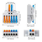 10PCS Lever Wire Connectors, Quick Wiring Cable Connectors, Compact Push-in Conductor Terminal Block (10PCS 2 in 6 Out)