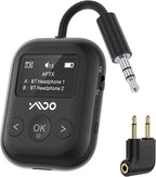 YMOO Bluetooth 5.4 Transmitter Receiver for Airplane, Wireless Bluetooth Adapter Travel Essentials, Supports to 2 Headphones, 25H Playtime, 2-in-1 Adapter with LED Display for TVs Gym Car Home