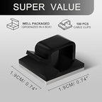 100PCS Cable Clips, Adhesive Wire Clips Strong Cord Clips Wire Holders, Cable Management Clips for Desk, Wall, Car, TV, Ethernet Cable (Black, Medium)