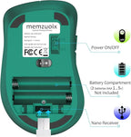memzuoix 2.4G Wireless Mouse, 1400 DPI Computer Mice USB Receiver, Portable Wireless USB Mouse Battery Powered Cordless Mice for Laptop, PC, Desktop, 5 Buttons (Dark Green)