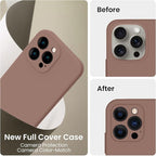 FireNova Designed for iPhone 15 Pro Max Case, Silicone Upgraded [Camera Protection] Phone Case with [2 Screen Protectors], Soft Anti-Scratch Microfiber Lining Inside, 6.7 inch, Light Brown