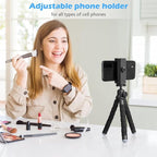 Ubeesize Phone Tripod, Portable and Flexible Tripods with Wireless Remote and Clip, Cell Phone Tripode Stand for Video Recording