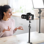 2-Pack Camera Desk Mount Stand with 1/4" Ball Head and Cold Shoe Mount Adapter,12.9-22" Tabletop Mounts Stand, Adjustable Aluminum Desktop Light Stand, for DSLR Camera, Ring Light, Video Light