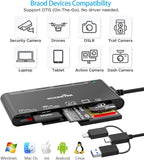 USB C Lightning USB3.0 Multi Card Reader for SD CF XD MS Micro SD TF, 7 in 1 Memory Card Reader Adapter Hub for iPhone/iPad/MacBook/Samsung, for Windows, Mac OS, iOS, Linux, Android