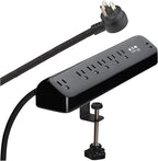 Eaton Tripp Lite series Desk Clamp Power Strip Surge Protector, 6-Outlets, 2x 30W USB-C Charging Ports, 900 Joules, 10ft Braided Flat Extension Cord, Lifetime Manufacturer's Warranty (TLP610U30CLAMPB)