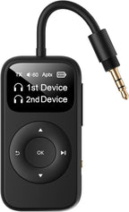 SoundSync Pro Bluetooth Transmitter & Receiver for Airplane, Easy Setup Bluetooth Audio Transceiver for 2 BT Devices, Volume Control, RCA for TV