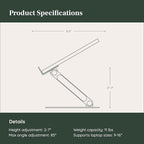 Branch Adjustable Laptop Stand - Elevate Ergonomics & Reduce Strain, Laptop Riser Customizable Height & Angle, Portable & Robust Design for Home or Office, Secure Silicon Grips - Walnut