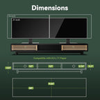 Dual Monitor Stand Riser with Sliding Door, Double Computer Laptop Stand Desk Shelf Organizer with Storage (Black + Natural Bamboo, 38 Inch)