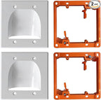 BestMounts - 2 Pack In Wall Cable Management Kit - Recessed Wall Plate Cable Pass Through Pair with Dual Gang Low Voltage Mounting Bracket - TV Cord Hider for Wall Mounted TV ETL Listed