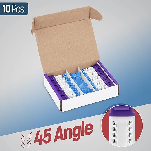 Everest 45° Angled RJ45 Cat5e Keystone Jacks 10-Pack in Purple - Slim Profile Female RJ45 Connectors - Cat 5e Keystone Jack - Compatible with 45° Angled Speed Termination Tool - 45Term (B0BL3GS7ZY)