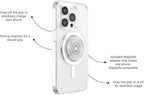 PopSockets Phone Grip for MagSafe with Kickstand, Magnetic Stand, Swappable Top, Secure Hold for iPhone MagSafe Cases, Phone & Tablet Grip - Clear