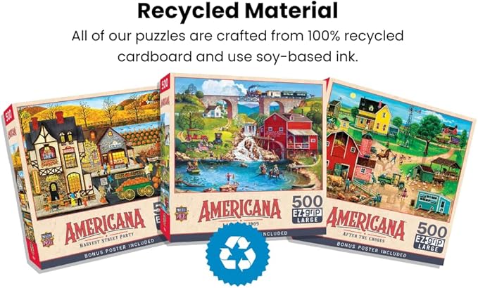 MasterPieces - 500 Piece Jigsaw Puzzle, Large EZ Grip Shapes, Free Wheeling, Fun for Adults, Seniors, Family, Kids, 19.25" x 26.75"