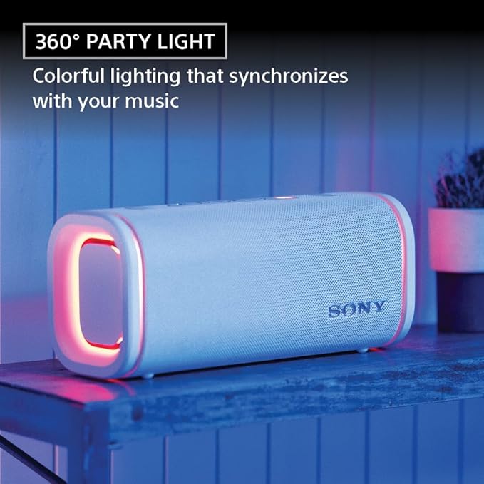 Sony ULT Field 5 Wireless Portable Bluetooth Speaker, IP67 Waterproof, Dustproof, and Rustproof with Enhanced Bass, 25 Hour Battery, 360° Party Light, and Shoulder Strap (SRSULT50B), Black