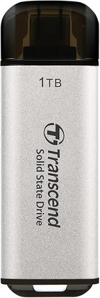 Transcend 1TB External SSD, USB 3.2 Gen2, Up to 1,050MB/s, Portable SSD with Type C, for Steam Deck, ROG Ally, MSI Claw, Windows & Mac, iPhone, iPad, Android, PS5, Xbox, Smart TV, Silver