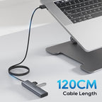 TSUPY Multi USB C USB A 3.0 Hub with 4FT Extended Cable,4 Ports Aluminium USB 3.0 Splitter,2 USB-C & 2 USB-A Ports USB Extender Hub for Laptop, PC, Flash Drive, Mobile HDD,Printer, Mouse, Keyboard