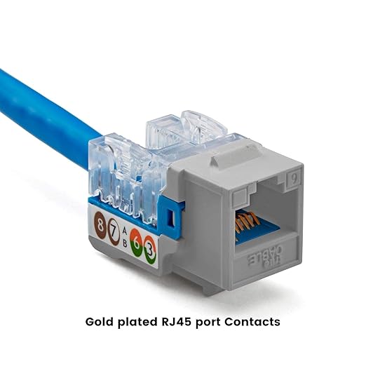 trueCABLE Cat6 Keystone Jack, Unshielded (UTP), 90 Degree Punch-Down, PoE++ (4PPoE) 100W, UL Listed, ETL Verified, ANSI/TIA Certified, Modular RJ45 Female, Gray, 12 Pack