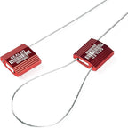 50 Red High Security Cable Seals with Barcode, Pull Tight Numbered Steel Security Seals, Anti-Tamper Shipping Self-Locking Tags for Logistics, ISO 17712 Certified