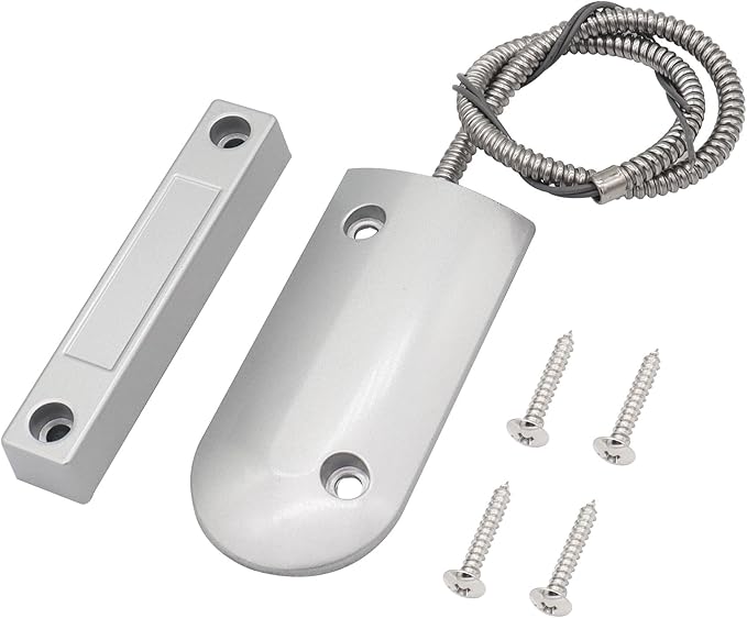 Magnetic Reed Switch Wired Surface Mount Normally Open/Closed NC/NO Contact Sensor Alarm Magnetic Door Switch with 3 Wires, Zinc Alloy Sliver, OC-60
