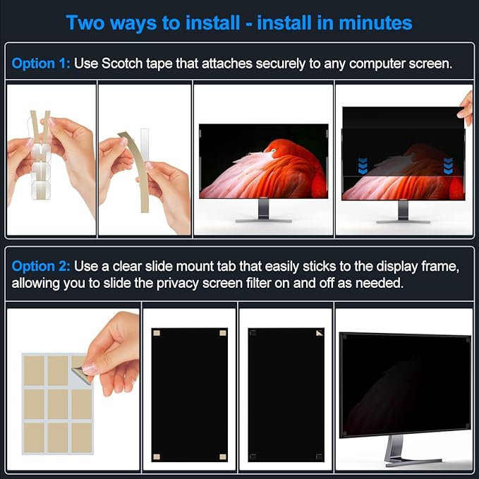 [2-Pack] 24 Inch Privacy Screen for Monitor Computer Screen Privacy Filter for 16:10 Widescreen Monitor Desktop PC Monitor Privacy Film Monitor Privacy Shield and Anti-Glare Protector
