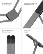 SODI [Innovative Compact] Foldable Laptop Stand for Desk, Lightweight Portable Laptop Stand for Business Trip, Library, Cafe, 6 Level Height Ergonomic Aluminum Computer Stand for MacBook 10-16"
