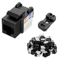 Iwillink 10Gbps Cat6 Keystone Jack RJ45 Modular Ethernet Jack Insert, Punch Down Adapter 25-Pack with Stand, Black