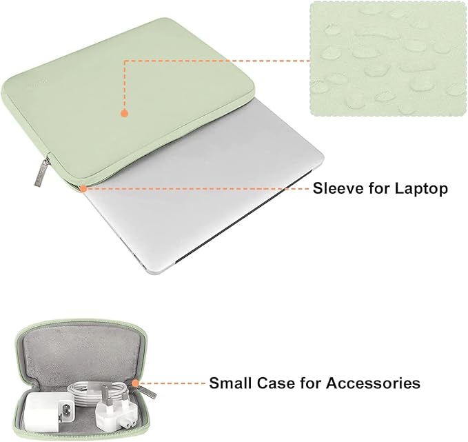 MOSISO Laptop Case 16 inch, 15-15.6 inch Laptop Sleeve Bag Compatible with MacBook Pro 16 inch, HP, Acer, Dell, Lenovo, ASUS Notebook, Neoprene Computer Sleeve Bag with Small Case, Sage Green