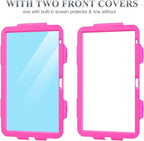 SEYMAC stock Case for iPad (A16) 11th/10th Generation 11''/10.9'' 2025/2022, Full-Body Drop Protection Case with Screen Protector &360° Rotate Hand Strap/Stand, Pink+Black