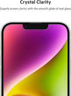 Belkin UltraGlass iPhone 14, iPhone 13 Pro Screen Protector - Easy Application with Installation Guide Tray - Crystal Clear Tempered Glass Screen Protector with AntiMicrobial-Treated Display