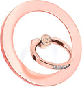 Magnetic Phone Grip for MagSafe, EI Sonador Magnet Phone Ring Holder, Removable, Compatible with iPhone 14 Plus 13 12 Pro Max Mini (Transparent Rose Gold Diamond)
