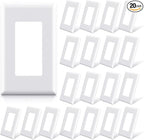 ELEGRP 1-Gang Screwless Decorator Wall Plates, Standard Size Unbreakable Thermoplastic Faceplate Cover for Decorator Receptacle Outlet Switch, UL Listed (20 Pack, Glossy White)
