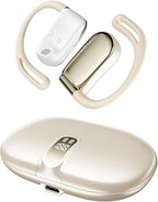 Open Ear Headphones, 0.28oz Lightweight Next-Gen Bluetooth 5.4 Air Conduction Wireless Earbuds w/Extra Bass, 48H Playtime, 3 EQ Modes, ENC Mic, IPX5, Snug Fit for Workout Running Beige