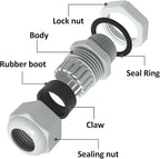 20 Pcs 3/8" NPT Nylon Cable Glands, IP68 Waterproof Adjustable Cord Grip Cable Connector Strain Relief Wire Protectors for 5-9mm Cable Diameter, Grey