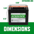 Interstate Batteries YTX20H-BS 12V 18Ah Powersports Battery 310CCA High-Performance AGM Rechargeable Replacement for Arctic Cat, Harley Motorcycles, Bikes, ATVs, Jet Skis, Snowmobiles (CITX20H-BS)