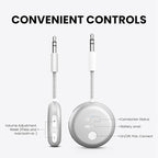 Avantree SoundJet R1 – Airplane Bluetooth Adapter for Headphones & AirPods, aptX Adaptive, Qualcomm Chipset, 20H Battery, Wireless Audio Transmitter for in-Flight Travel Essentials - Silver