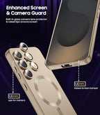 Magnetic for Samsung Galaxy S25 Plus Case [Compatible with MagSafe][Built-in Camera Lens Protector] Slim Soft Silicone Bumper Shockproof Metallic Luster Phone Shell (Gold)