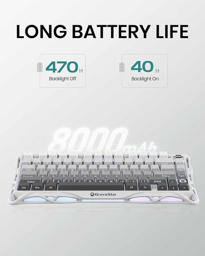 GravaStar Mercury K1 75% Wireless Mechanical Gaming Keyboard, Aluminum Alloy Exoskeleton Design, Gasket Custom Keyboard Hot-Swap Socket, Linear Switches, RGB Backlit