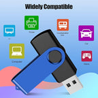 EASTBULL Flash Drive Bulk 2GB USB 50 Pack with Lanyards USB 2.0 Thumb Drive Bulk Memory Stick Swivel Pen Drive for Storage and Backup 2 GB 50 Pack, Blue