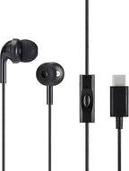 Amazon Basics Wired Earbuds with Microphone, In Ear Headphones, USB-C, 4.2 ft long cable, S/M/L Ear Tips, One size, Black