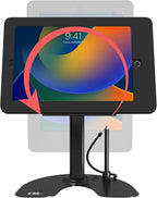 Dual Kiosk Stand – CTA Dual Security Kiosk Stand with Locking Case, Cable, and 360-Degree Rotating Base – Compatible with iPad 7th/ 8th/ 9th Gen 10.2-inch, iPad Air 4, (PAD-ASKB10) – Black