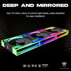 Jungle Leopard Interstellar V3 120mm PC Case Fan Infinity Mirror Module Daisy-Chain 120mm RGB PWM Fan Triple Pack Suitable for Computer Case & 360mm AIO Cooler(Black-3Pack