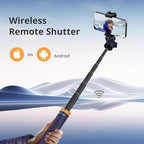 Sensyne 72" Phone Tripod, Extendable Selfie Stick with Detachable Phone Holder Compatible with All Cell Phones/Camera Blue