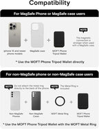 MOFT Phone Tripod Wallet, 3 in 1 Phone Stand MagSafe Wallet, NFC-Supported Magnetic Phone Stand, MOVAS Vegan Leather Adjustable Card Holder-Jet Black