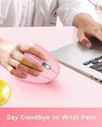 Lekvey Ergonomic Mouse, Vertical Wireless Mouse, Rechargeable 2.4 GHz USB Optical Carpal Tunnel Mice : 800/1200 / 1600 DPI, 6 Buttons, for Laptop, PC, Computer, Desktop, Notebook etc, Pink