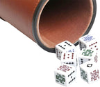 Leatherette Dice Cup with Poker Dice, Felt Lining Quiet Shaker for Playing Yahtzee/Farkle/Liars Dice,