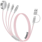 4-in-2 Charging Cable for Apple Watch Charger/Samsung/iPhone Charger,Car/Office/Camping/Travel Essentials,Type C Cable Multi Cord for iWatch Ultra/10-2/iPhone 16-11/Samsung S25-S20,iPad,airPods-Pink