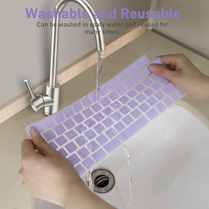 Allinside Silicone Keyboard Cover for iMac Magic Keyboard A2449/A2450, Protective Skin for iMac 24" Wireless Keyboard Released in 2021, US Layout, Light Purple